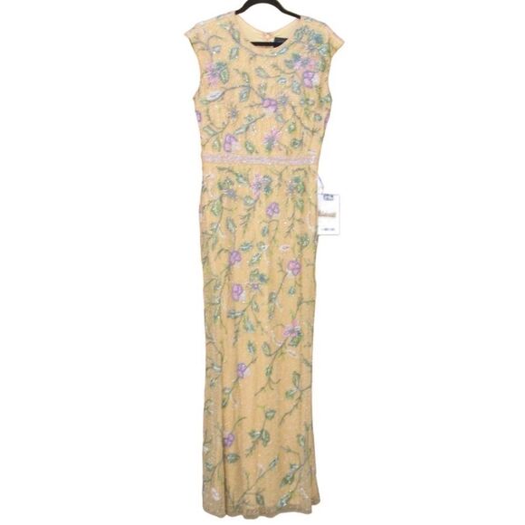 Mac Duggal 5229 Womens FLORAL BEADED CAP SLEEVE EVENING GOWN Caramel Size 12 - Picture 5 of 16